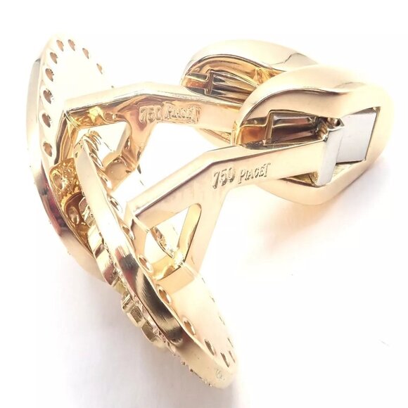 Rare! Authentic Piaget Coat Of Arms 18k Yellow Gold Diamond Cufflinks - Picture 9 of 11